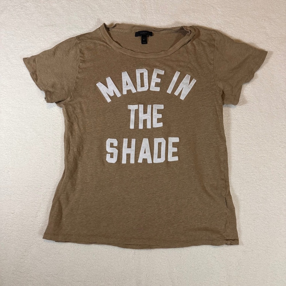 J Crew "Made in the Shade" Graphic Tee Shirt Women's Size M Brown